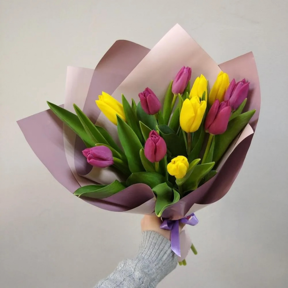 тюльпаны 11 pink&yellow